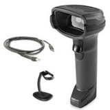 KIT Cititor coduri de bare Zebra DS8108, negru, imager, 2D, Digimarc, standard range, IP42, cu cablu USB inclus, si stand, negru